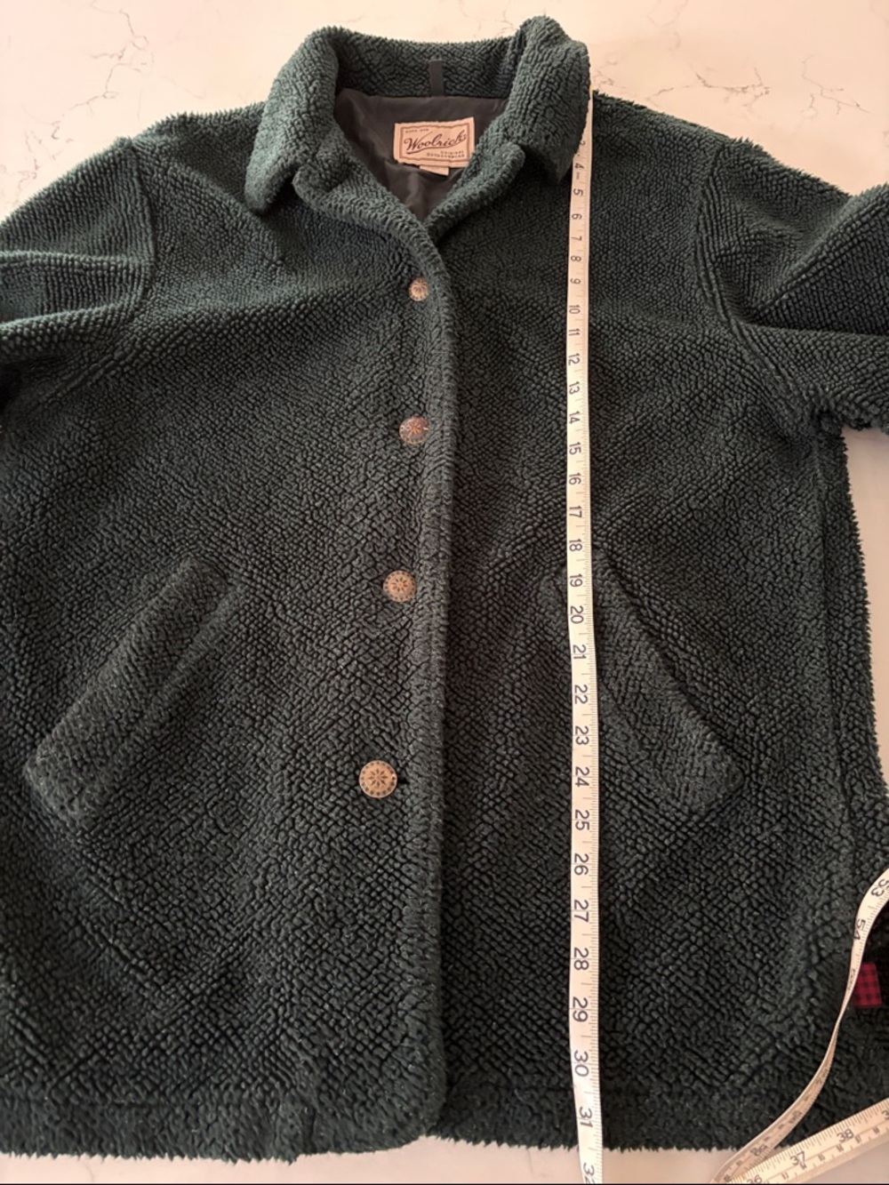 Vintage Woolrich Women's Forest Green Sherpa Jacket Size XL - Picture 9 of 10